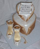 Romantic Heart Cake with edible gumpaste shoes front