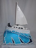 Nautical Yacht Boat on Sea Waves Cake with Edible Dog main view