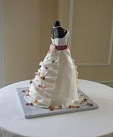 Bridal Shower Dress Cake with Miniature Fall or Autumn Leaves back right side