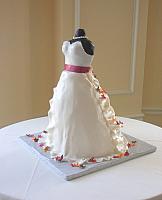 Bridal Shower Dress Cake with Miniature Fall or Autumn Leaves front left side