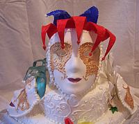 Mardi Gras Fondant Cake closeup of Red Mask