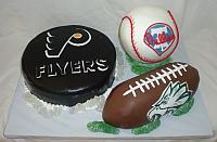 Sports Theme Cake with Philadelphia Teams Flyers, Phillies, Eagles main view