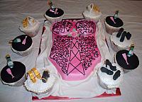 Corset or Lingerie Bridal Shower Cake with Cupcakes view 2