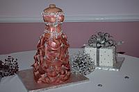 Bridal Dress Cake and Present Cake - to see many more pictures of this cake, go to the Wedding Cakes button/section