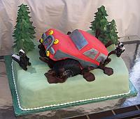Groom's Cake with Off Road Truck and gumpaste skunks and trees