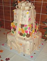 Fall Leaves Stacked Presents Wedding Cake view 3