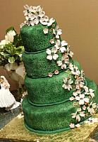 Green Brocade Textured Wedding Cake
