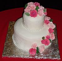 Multicolored Pink Roses Cascade Top view - example of sugarcraft